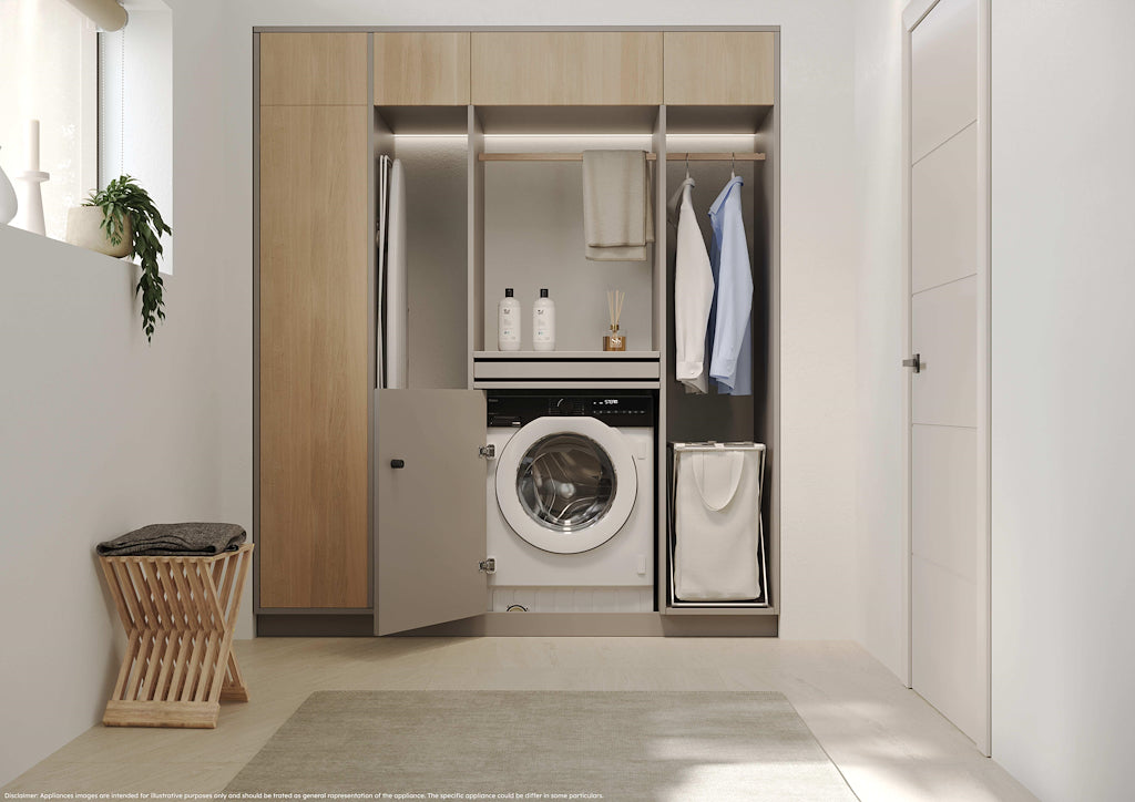 Haier BHA6S696M6D9-80 9/6kg Integrated Washer Dryer with A-30%/D Energy Rating - White with Black Bezel