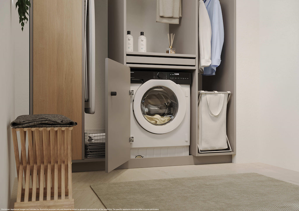 Haier BHA6S69M6D9J-80 9/6kg Integrated Washing Machine with A-30% Energy Rating - White with Black Bezel