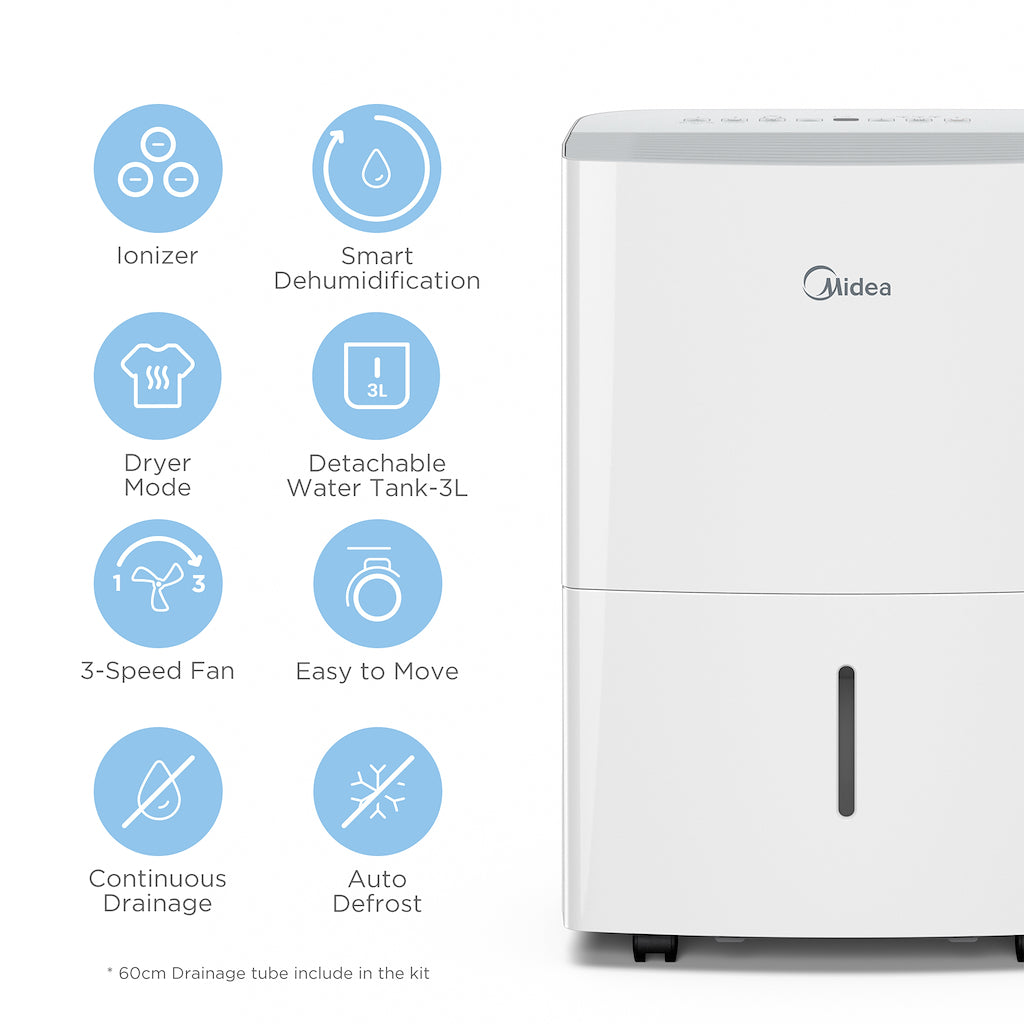 Midea MDDQ-12DEN7-QA3 12L Dehumidifier - White