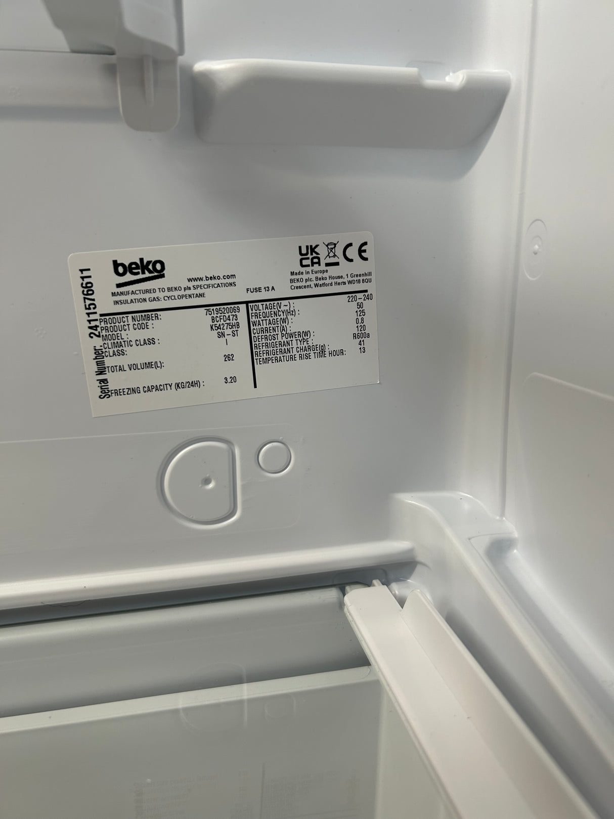 Beko BCSM473 178cm High 70/30 Integrated Fridge Freezer