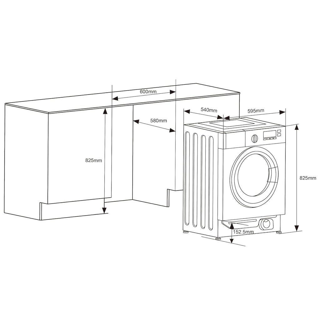 Teknix BITKW814 Integrated 8kg Washing Machine with 1400rpm Spin - White
