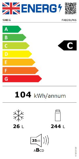Smeg FAB28LPK6 Retro Fridge Freezer Left Hand Hinge - Pink