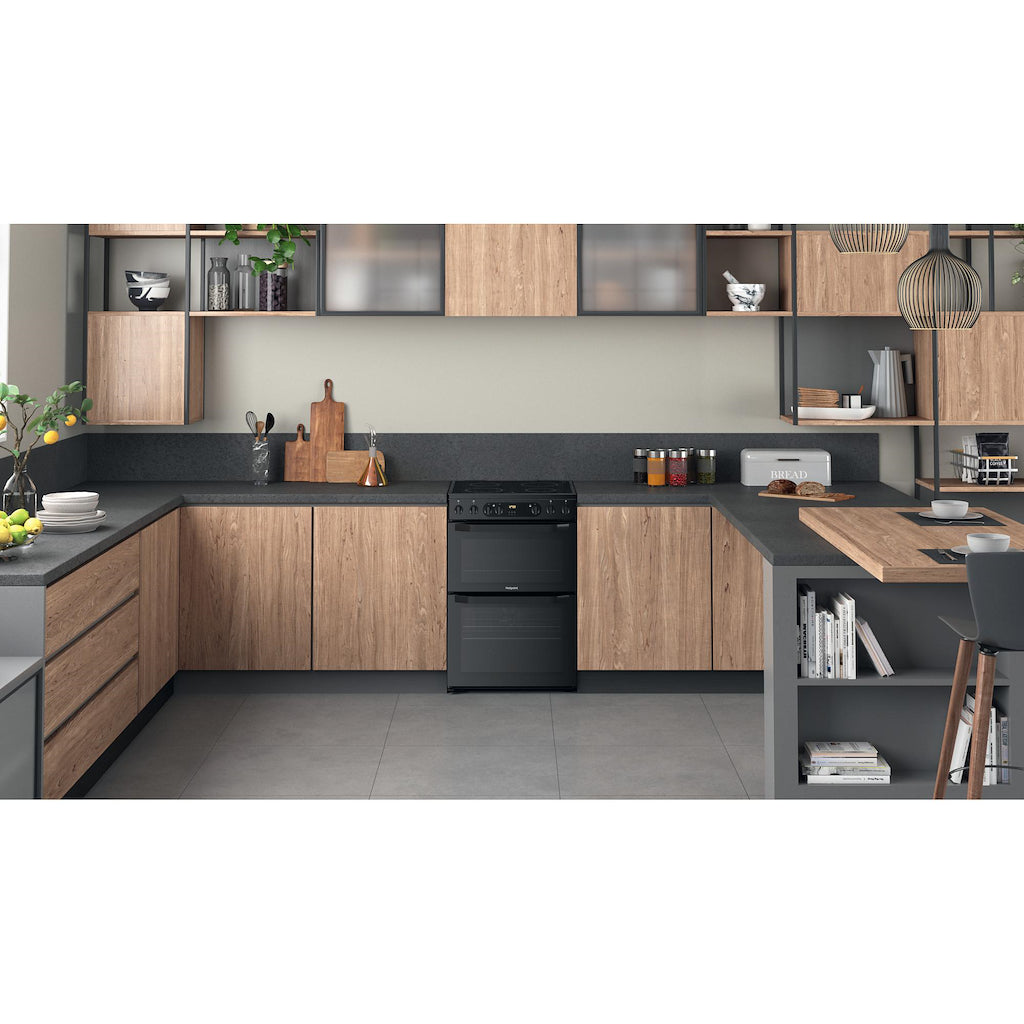 Hotpoint HDM67V9CMB/UK Electric Ceramic Double Cooker - Black