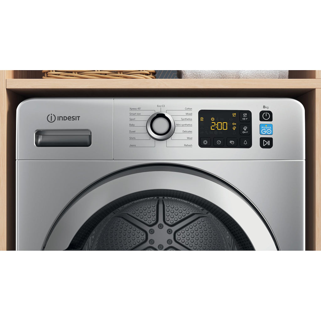 Indesit YT M11 82SS X UK 8kg Freestanding Heat Pump Tumble Dryer - Silver
