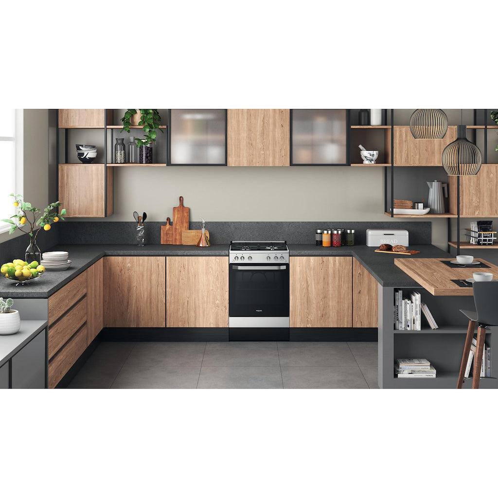 Hotpoint HS67G2PMX/UK Gas Single Cooker - Silver