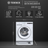 Teknix BITKWD8614 Integrated 8/6kg Washer Dryer with 1400rpm Spin - White