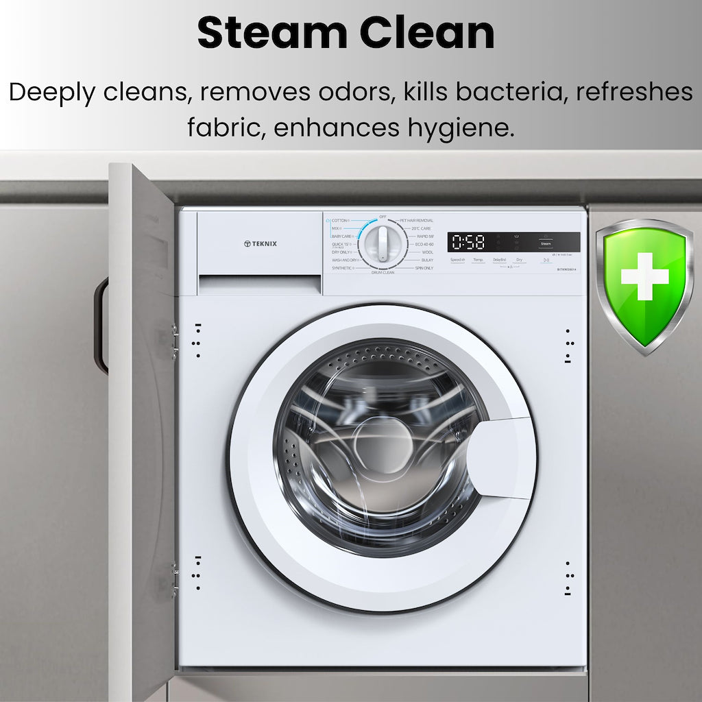 Teknix BITKWD8614 Integrated 8/6kg Washer Dryer with 1400rpm Spin - White