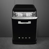 Smeg DFFABBL 60cm 50s Style Freestanding Dishwasher, Black