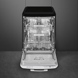 Smeg DFFABBL 60cm 50s Style Freestanding Dishwasher, Black