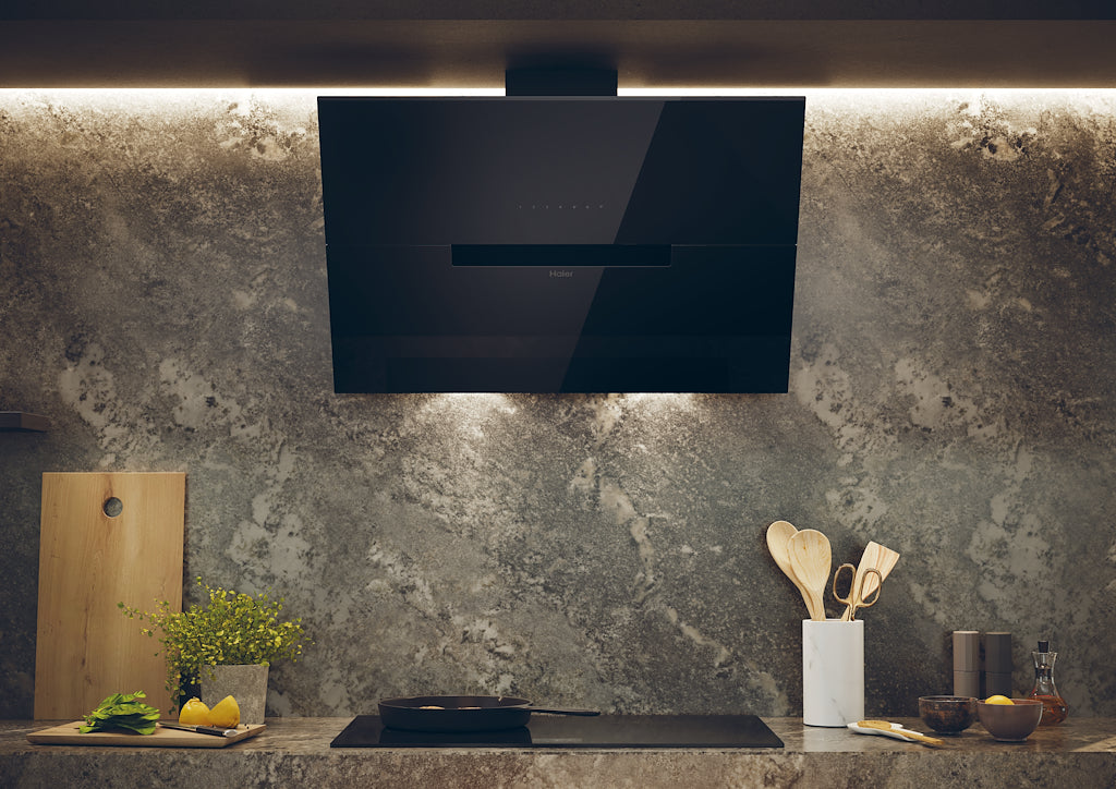 Haier HADG9CBS4BWIFI 90cm Angled Glass WiFi Chimney