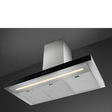 Smeg KBT9L4VN 90cm Chimney Hood, Stainless Steel with Black Glass Facia Auto