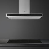 Smeg KLTI9L4X 90cm Island Hood in Stainless Steel and Black Glass with Auto Vent 2.0
