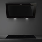 Smeg KV194B3 90cm Linea Angled Chimney Auto Vent 2.0 Hood , Black
