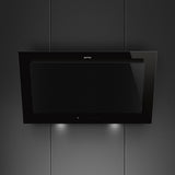 Smeg KV194B3 90cm Linea Angled Chimney Auto Vent 2.0 Hood , Black