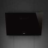 Smeg KV394N 90cm Angled Chimney Hood in Black Glass Auto Vent 2.0