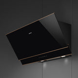 Smeg KV694R 90cm Dolce Stil Novo Angled Chimney Hood with Copper Trim Auto