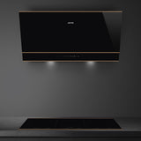Smeg KV694R 90cm Dolce Stil Novo Angled Chimney Hood with Copper Trim Auto