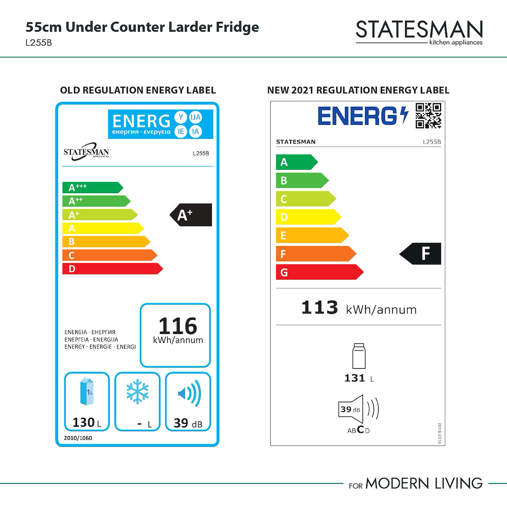 Statesman L255B 55cm Undercounter Larder Fridge