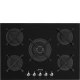 Smeg PV375N 75cm Classic Gas Hob in Black Gas on Glass on Steel