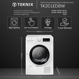 Teknix TK2CLED8W 8kg Condenser Tumble Dryer - White