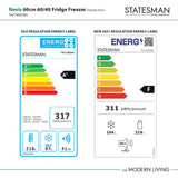 Statesman TNF1860WE 60cm 60/40 TNF Fridge Freezer