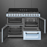 Smeg TR4110AZ 110cm Victoria Dual Fuel Range Cooker, Pastel Blue