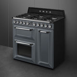 Smeg TR93GR 90cm Victoria Dual Fuel Range Cooker, Slate Grey