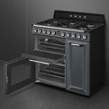 Smeg TR93GR 90cm Victoria Dual Fuel Range Cooker, Slate Grey