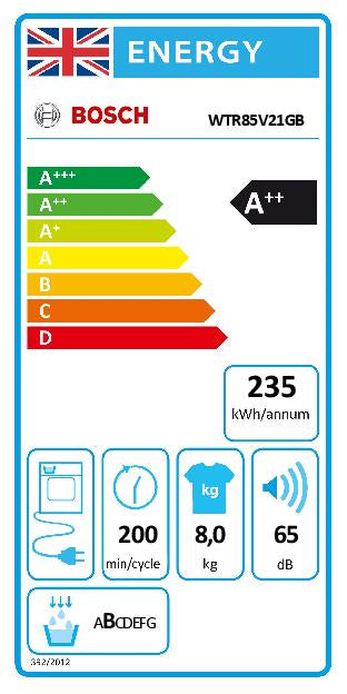 Bosch WTR85V21GB, Heat pump tumble dryer