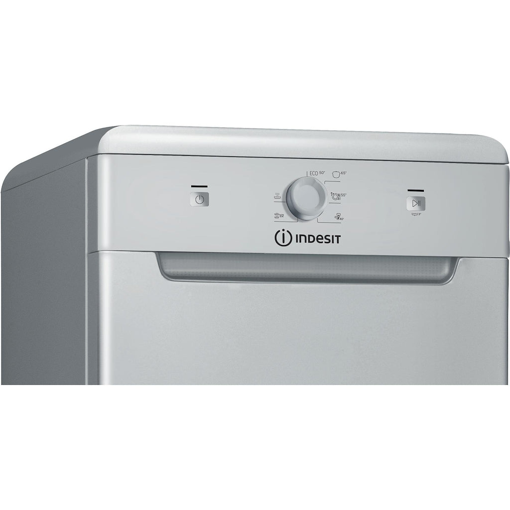 Indesit DF9E 1B10 S UK Slimline Freestanding Dishwasher - Silver